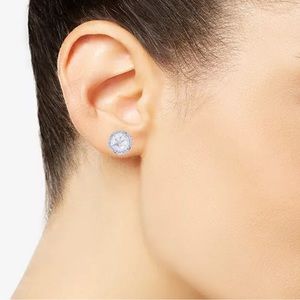 Silver-Tone Pavé & Large Crystal Round Stud Earrings